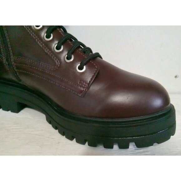 No Boundaries Women's Brown Faux Leather Combat Boot, Size 10, Brown/Black - Picture 5 of 6